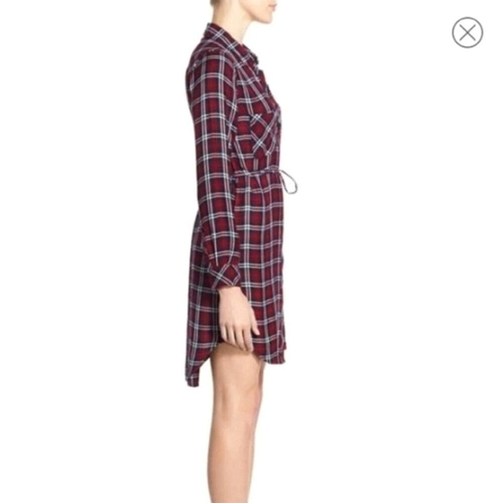 Rails Plaid Red Blue Hi Low Tunic Shirt Dress Long Sleeve Casual Chic Size S - Picture 5 of 15